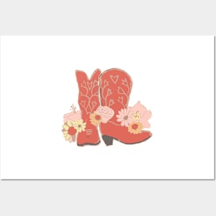 Red Boots and Flowers Posters and Art